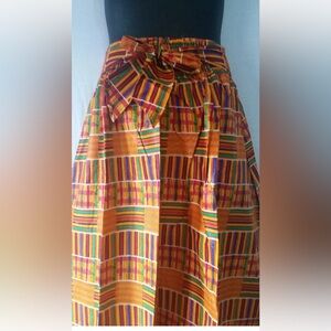 Kente Ankara Maxi Long Skirt Elastic Waist scarf belt   - PERFECT CONDITION